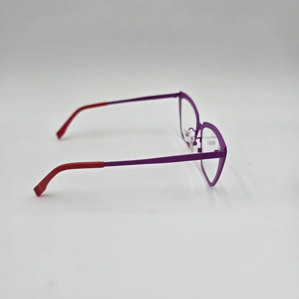 Fonex Titanium Eyeglass Frames Cat Eye Women 56-17-150 Purple Blue Red W/ Case‎